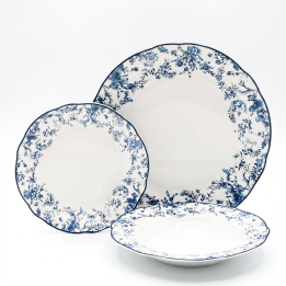 Servizio Piatti Porcellana 18 Pz Winston Blu – Design Floreale | Ragstore