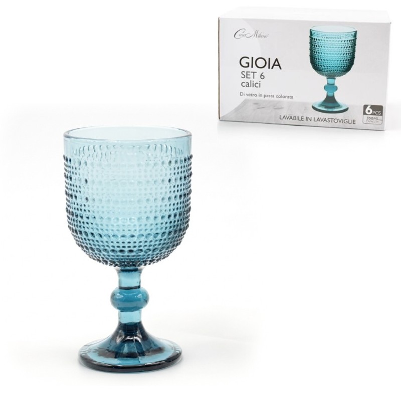 Set calici in pasta di vetro azzurri modello Gioia da 350 ml - Casa Milano