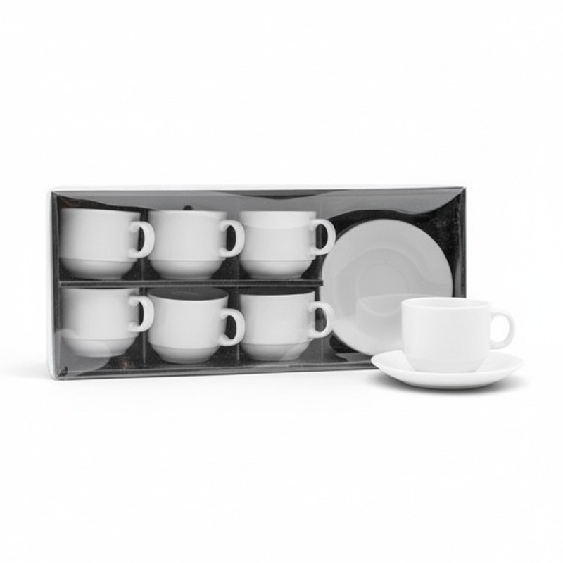 Set 6 tazze da the e cappuccino impilabili per catering
