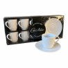 Set 6 tazzine da caffè in porcellana complete di piattino con decoro Foglia Intrecciata