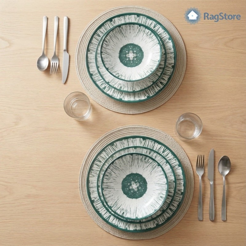Servizio Piatti Porcellana 18 Pz Corolla Verde – Tavola Naturale | Ragstore