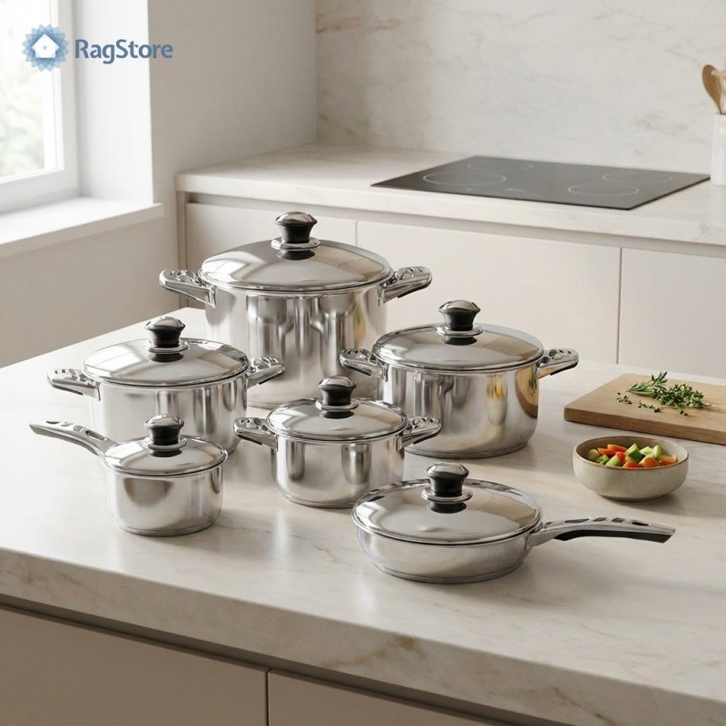Batteria Pentole Acciaio Inox Elisabetta 12 Pezzi | Ragstore