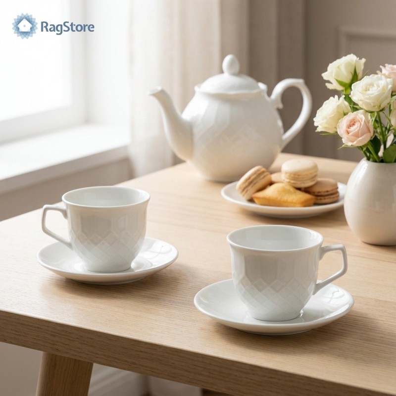 Set Tazze da Tè Porcellana 6 Pezzi Check | Ragstore