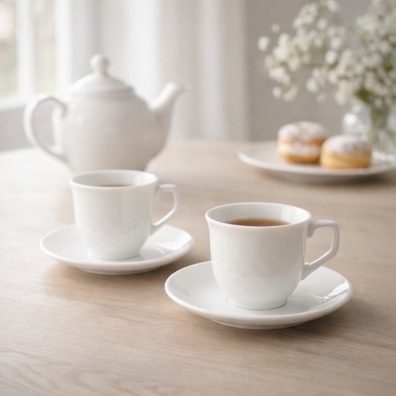 Set Tazze da Tè Porcellana 6 Pezzi Check | Ragstore