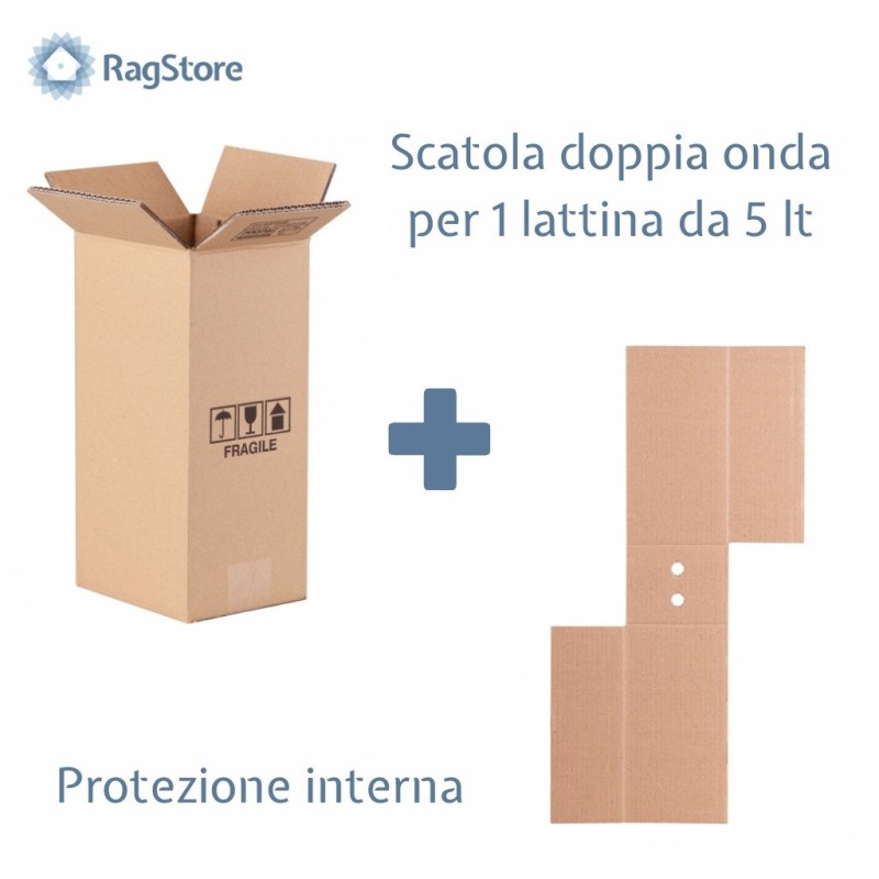 Scatola a doppia onda con protezione interna per spedizione di 1 lattina olio 5 lt