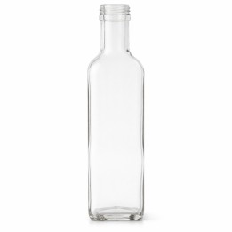 Bottiglia vetro quadrata Marasca trasparente da 250 ml - Rag Store