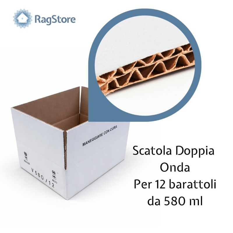 SCATOLA CARTONE PER BARATTOLO 580 ML A 12 POSTI - BIANCA