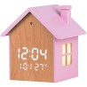 Sveglia digitale LED rosa a forma di casetta per bambini dimensioni 9x10x7,5 cm