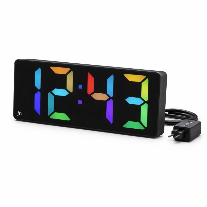 SVEGLIA DIGITALE LED COLORATI CON ALIMENTAZIONE - NERO