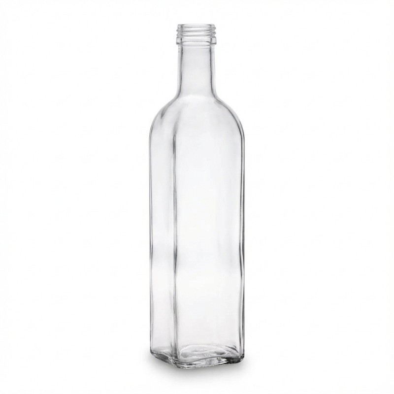 Bottiglia in vetro trasparente quadrata da 500 ml