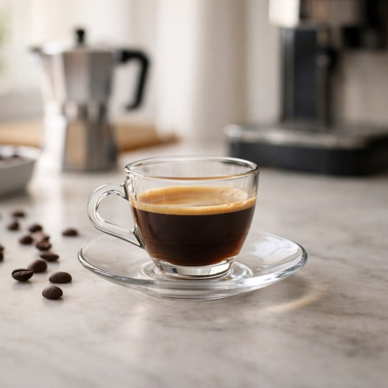 Tazzine Caffè in Vetro 90 ml con Piattino – Set 6 | Ragstore