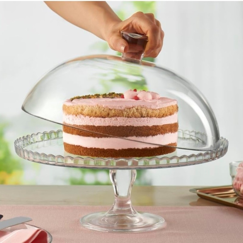 Alzata in Vetro Porta Torte Ø 32 cm con Coperchio | Ragstore