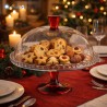 Alzata porta panettone Rossa in vetro da 32 cm