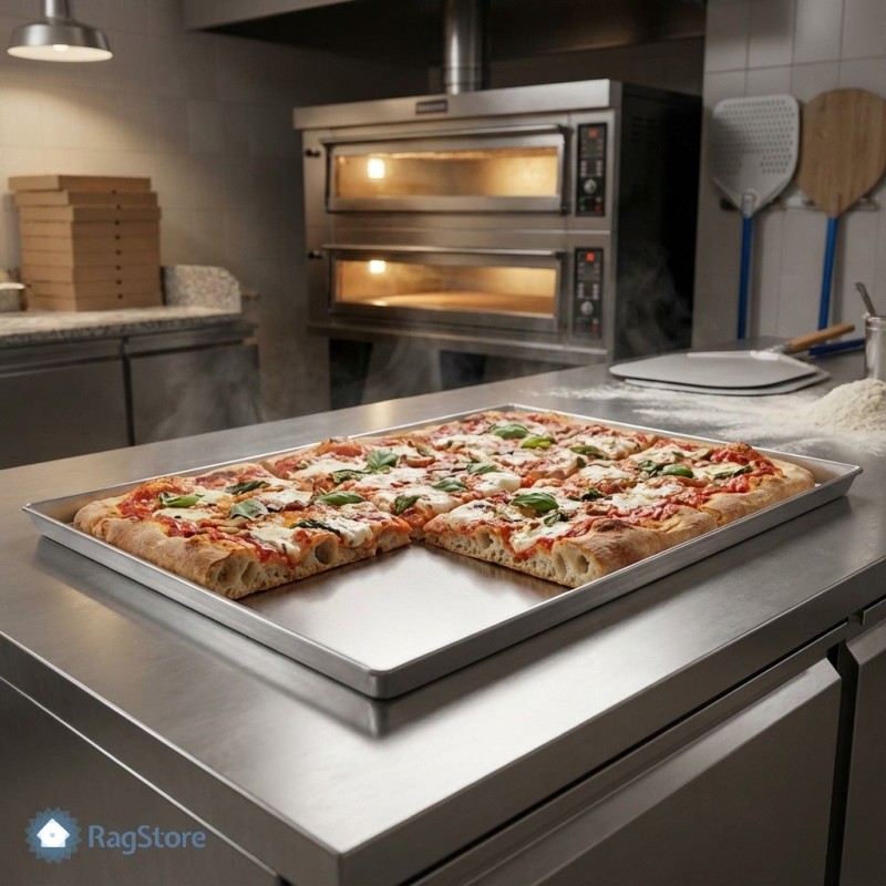 Teglia in alluminio professionale rettangolare cm 65x45 per pizzerie