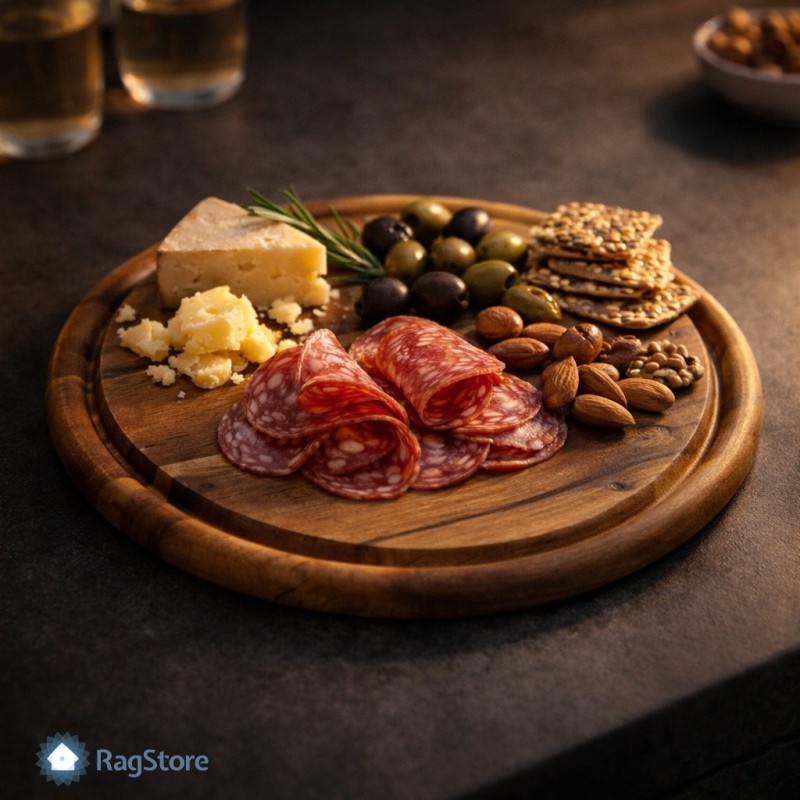 Tagliere in legno rotondo ideale per aperitivi