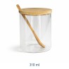 Barattolo cilindrico in vetro borosilicato 310 ml con tappo in legno e cucchiaino integrato