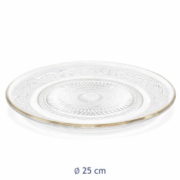 Piatto Porta Dolci Kira in Vetro Ø 25 cm Bordo Oro | RagStore