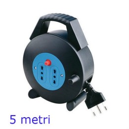 PROLUNGA ELETTRICA  5 MT CON AVVOLGICAVO E 2 PRESE