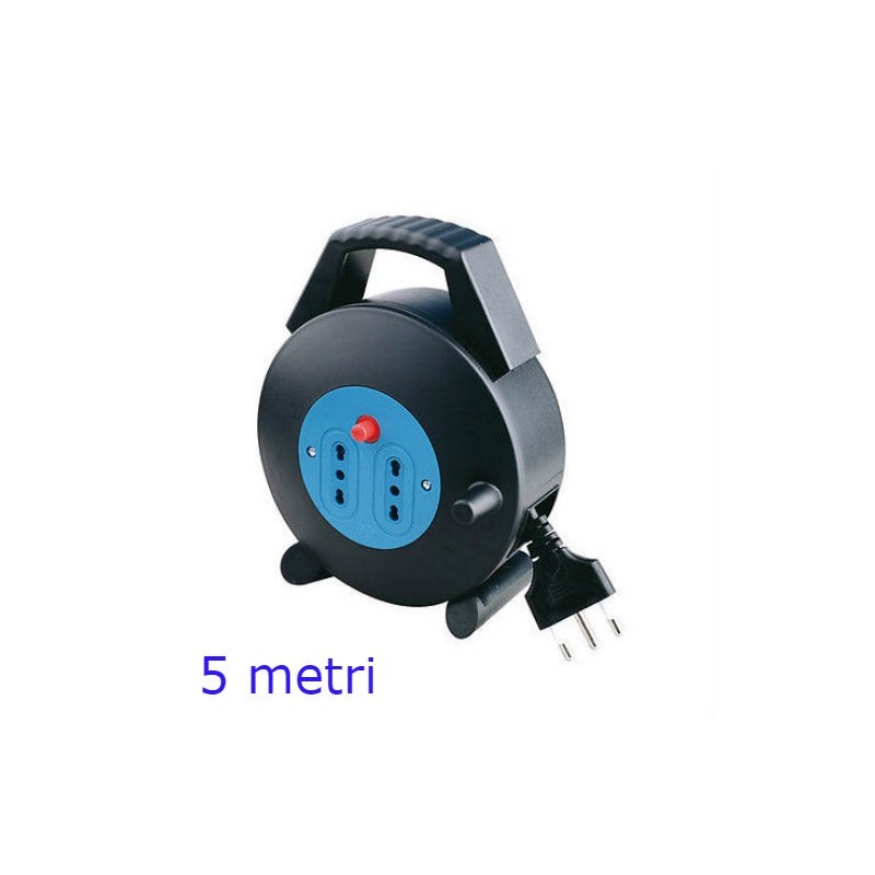 PROLUNGA ELETTRICA  5 MT CON AVVOLGICAVO E 2 PRESE