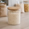 Barattolo in vetro 900 ml con tappo in legno utilizzato in dispensa, contenitore per riso, biscotti e cereali