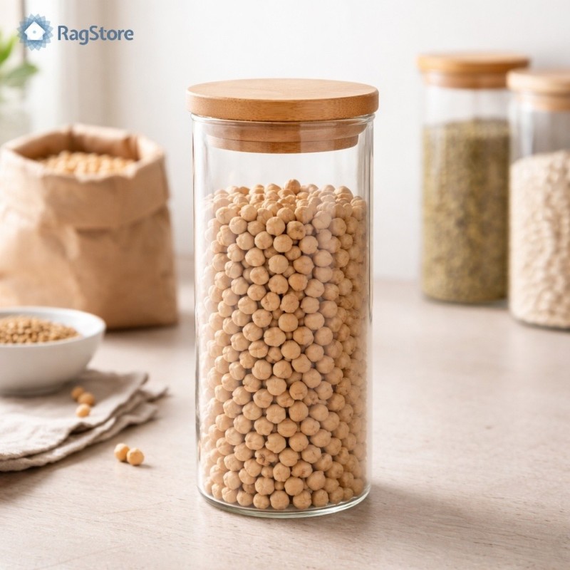 Barattolo Vetro 430 ml con Tappo Legno - Contenitori | Ragstore