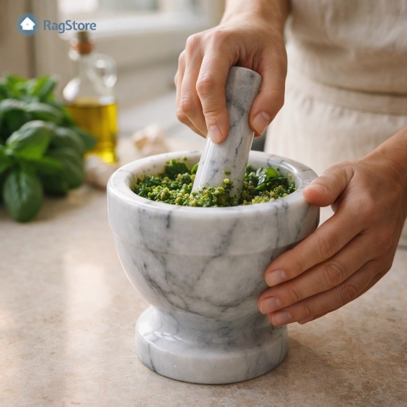 Come preparare il pesto con il mortaio in pietra naturale - RagStore