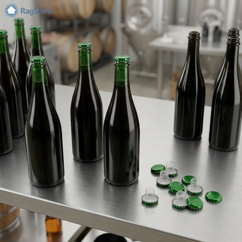 Dettaglio interno tappo corona Ø29 con sottotappo bidule lungo in plastica aperto