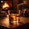 Bicchiere per degustare distillati e whisky a casa davanti al caminetto