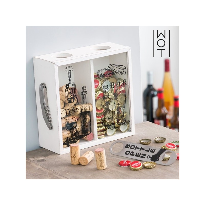 QUADRO PER TAPPI BOTTIGLIE VINO E BIRRA CM 23x22 CON CAVATAPPI