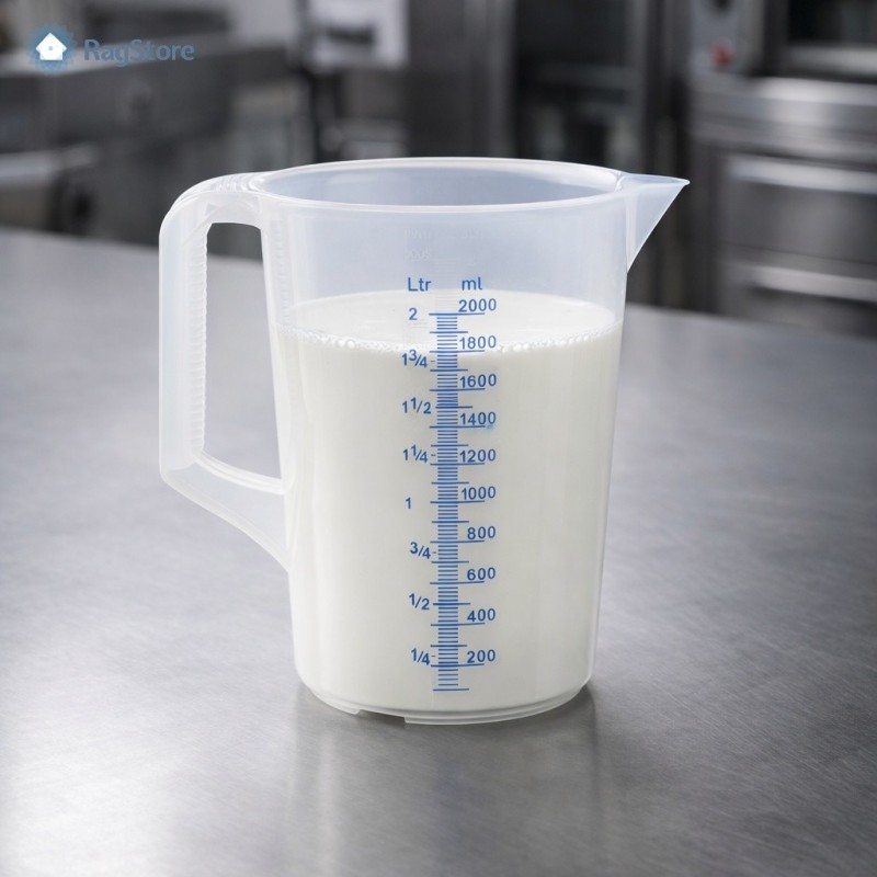 Brocca in plastica professionale per misurare latte e panna in gelateria pasticceria