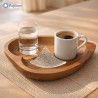 Set da caffè Love Paderno 4 pezzi con vassoio in legno a forma di cuore, tazzina in porcellana e accessori in vetro