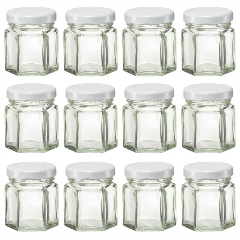 Kit 12 Barattoli Esagonali 45 ml con Tappo Bianco | RagStore