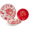 Servizio piatti da tavola in porcellana Rose Rosse 18 pezzi con decoro floreale rosso