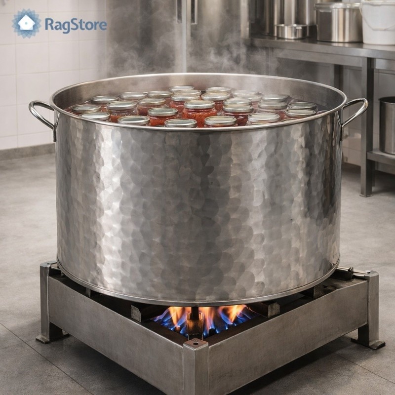 Pentola in acciaio inox per pastorizzare e sterilizzare barattoli salsa
