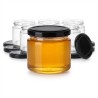 kit 24 Barattolo in vetro Minimal 212 ml con tappo nero, ideale per miele, confetture e conserve artigianali
