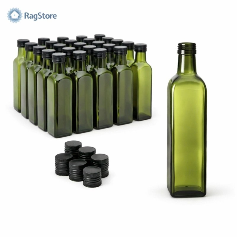 Set 48 bottiglie in vetro per olio quadrate da 250 ml - Marasca - RagStore