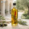 Bottiglia Marasca 500 ml in vetro trasparente con olio aromatizzato, tappo nero autosigillante