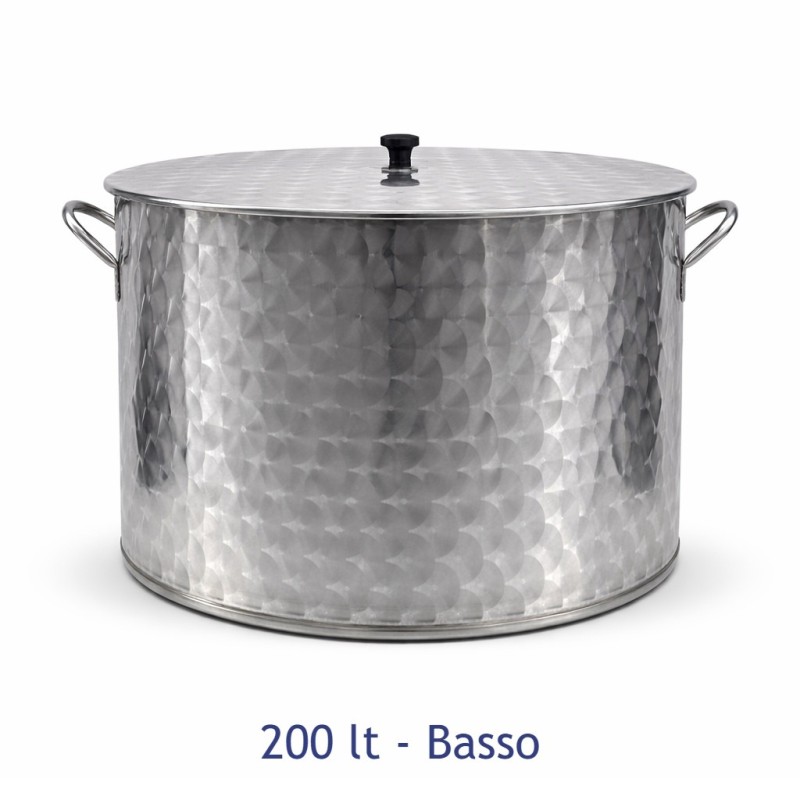 Pentola inox caldaio bollitore per salsa pomodori 200 lt basso