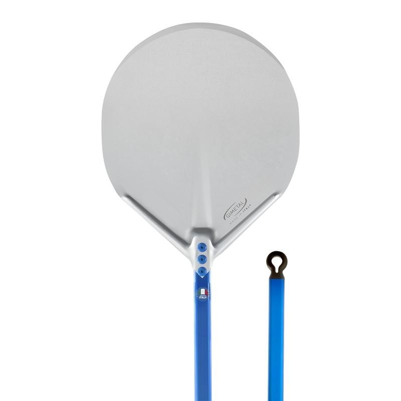 Pala per pizza rotonda azzurra in alluminio anodizzato diametro 33 cm con manico 2Smart