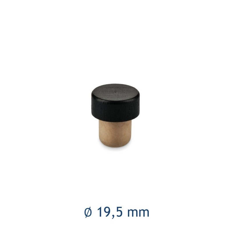 Tappo Sintetico a Fungo Ø 19,5 mm Testa Legno Nero | RagStore