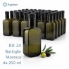 Scorta 24 bottiglie Moresca da 250 ml in vetro scuro per confezionamento olio d'oliva