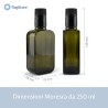 Dimensioni bottiglia Moresca 250 ml base 72x45 mm altezza 168 mm vetro verde