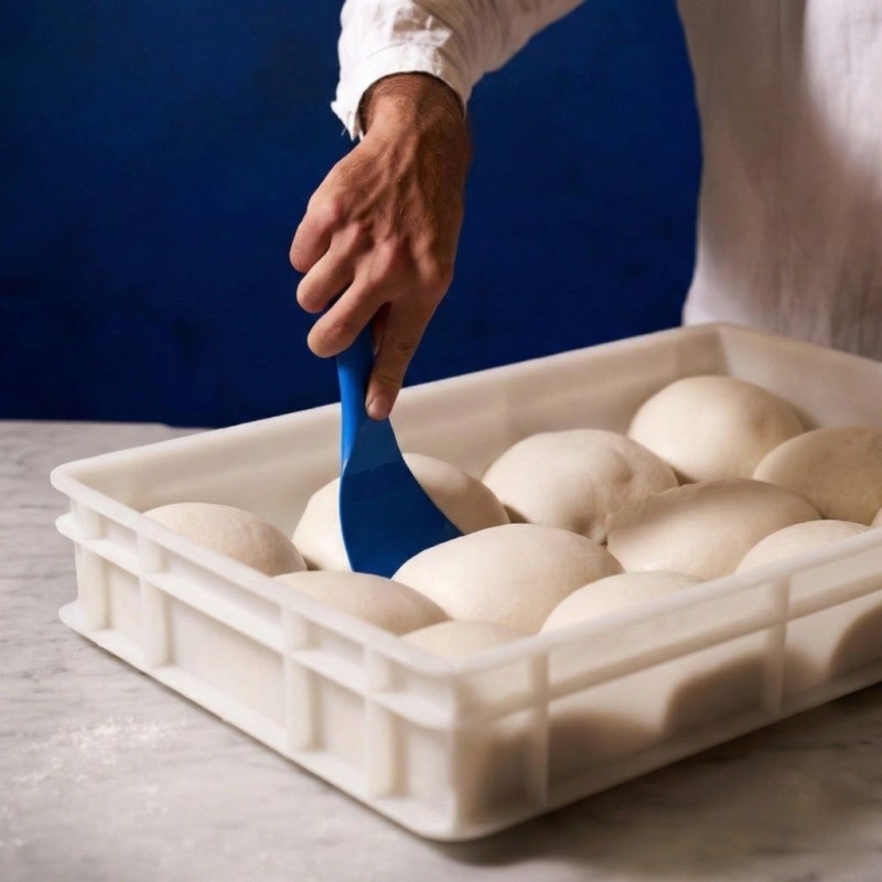 Spatola flessibile professionale per prendere impasti pizza da cassettino