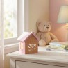 Dettaglio display digitale LED luminoso sveglia rosa design casetta 8008457711410