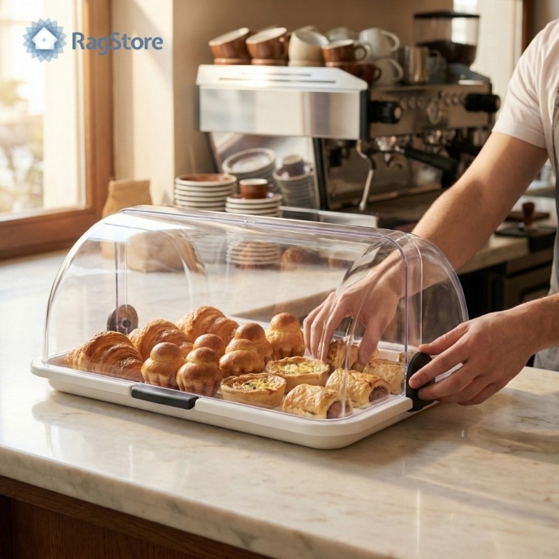 Espositore rettangolare 46x31 cm per brioche e prodotti da forno professionali