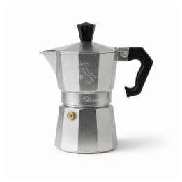 Caffettiera Moka Mokarella Classica in alluminio formato 1 tazza con manico nero ergonomico