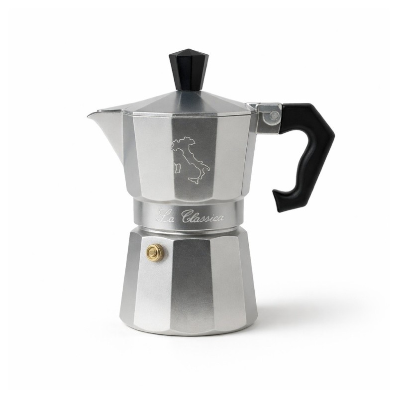 Caffettiera Moka Mokarella Classica in alluminio formato 1 tazza con manico nero ergonomico