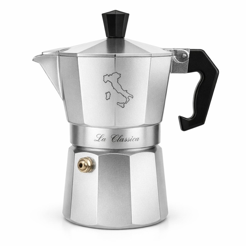 Moka Mokarella Classica in alluminio con manico ergonomico nero - Caffettiera tradizionale per espresso