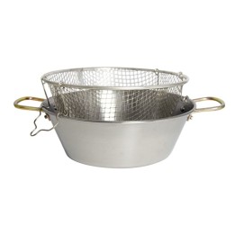 Friggitrice in acciaio inox diametro 26 cm con cestello a rete estraibile vista dall'alto