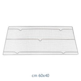 Griglia cromata professionale 60x40 cm con maglia fitta per pasticceria e glassatura dolci